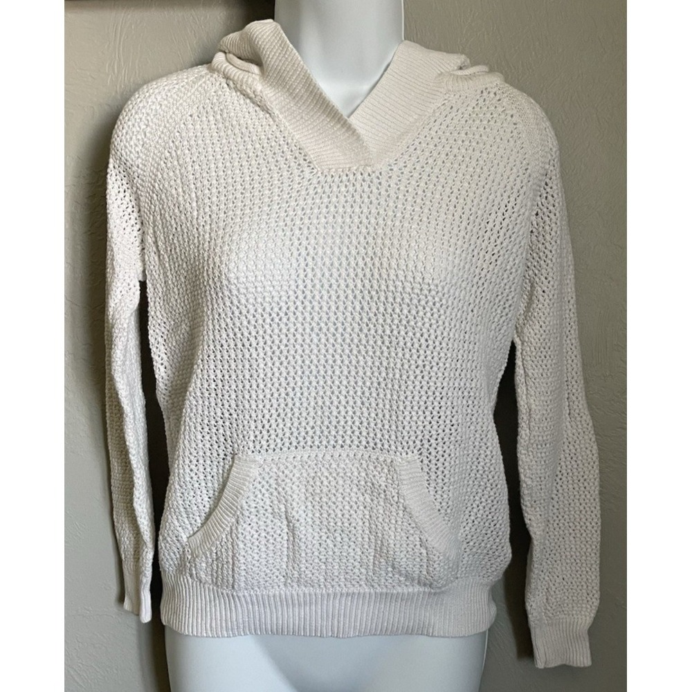 Shirt.469 Open knit Hoodie Womens Size Small Long Sleeve Sweater White
